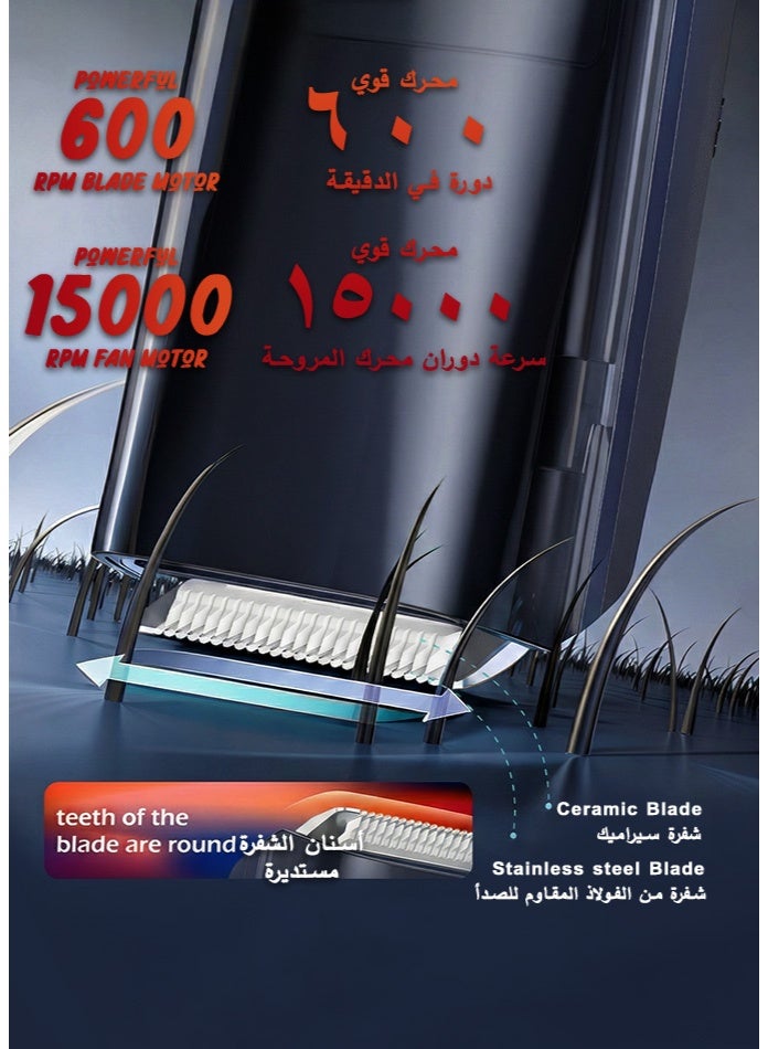 Enssu Vacuum Beard Trimmer for Men | Cordless Hair & Beard Trimmer with Vacuum | LCD Battery Display | IPX7 Waterproof | Adjustable 1–20mm Comb | Type-C Rechargeable Grooming Trimmer - Image 5